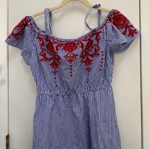 Striped knee length dress